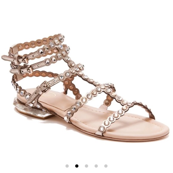 ASH Womens Sasha skin Leather Rhinestone Gladiator Shoes NWT n dust bag size 39 - Picture 1 of 9